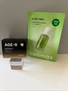 Medicube Age-R Glutathione Capsule Cream & Celimax Glowy Skin Noni Ampoule Mask